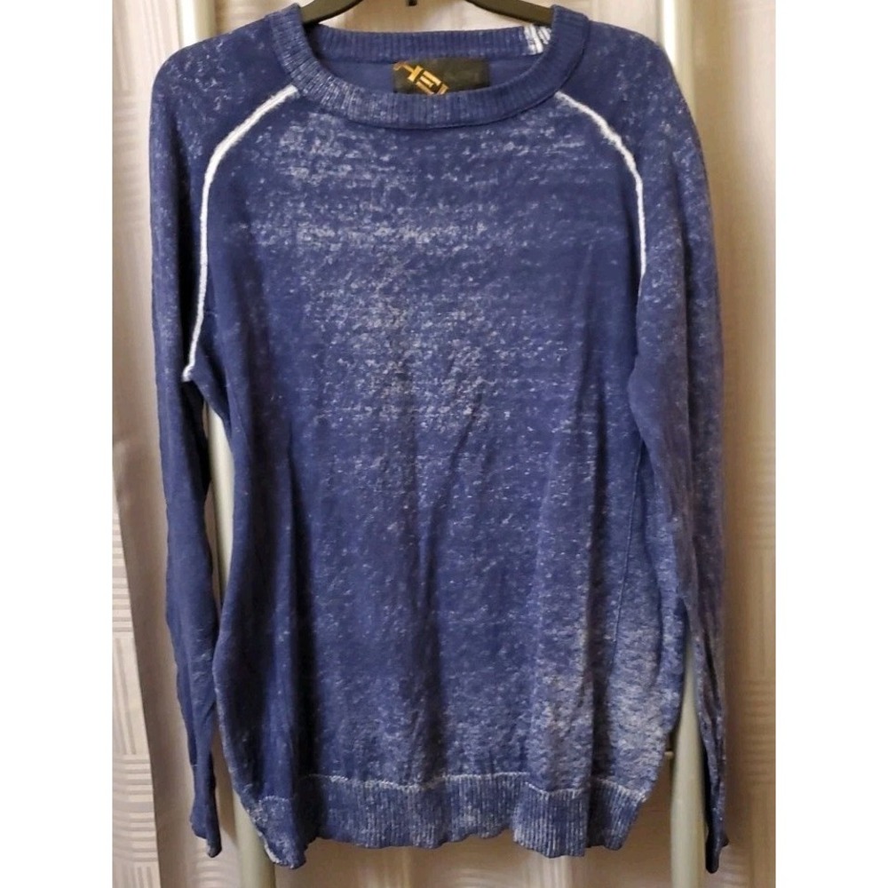 Helix Affliction Crewneck Heathered Blue Banded Waist Sweat Shirt Men's XL